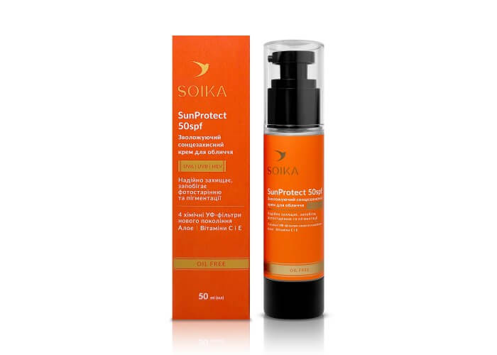 Soika Крем для обличчя сонцезахисний зволожуючий з SPF 50 "SunProtect", 50 мл